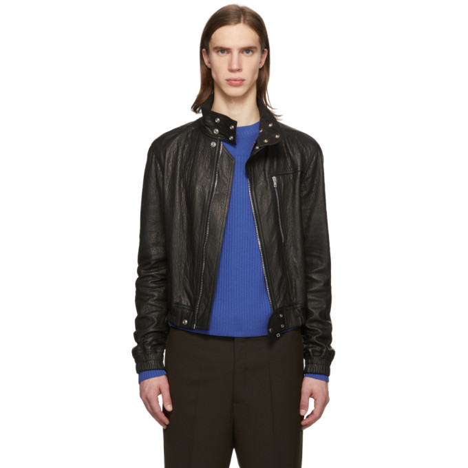 Rick Owens Black Leather IES Bomber Jacket Rick Owens