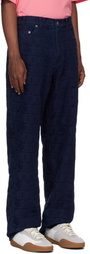 Awake NY Navy Jacquard '100' Jeans