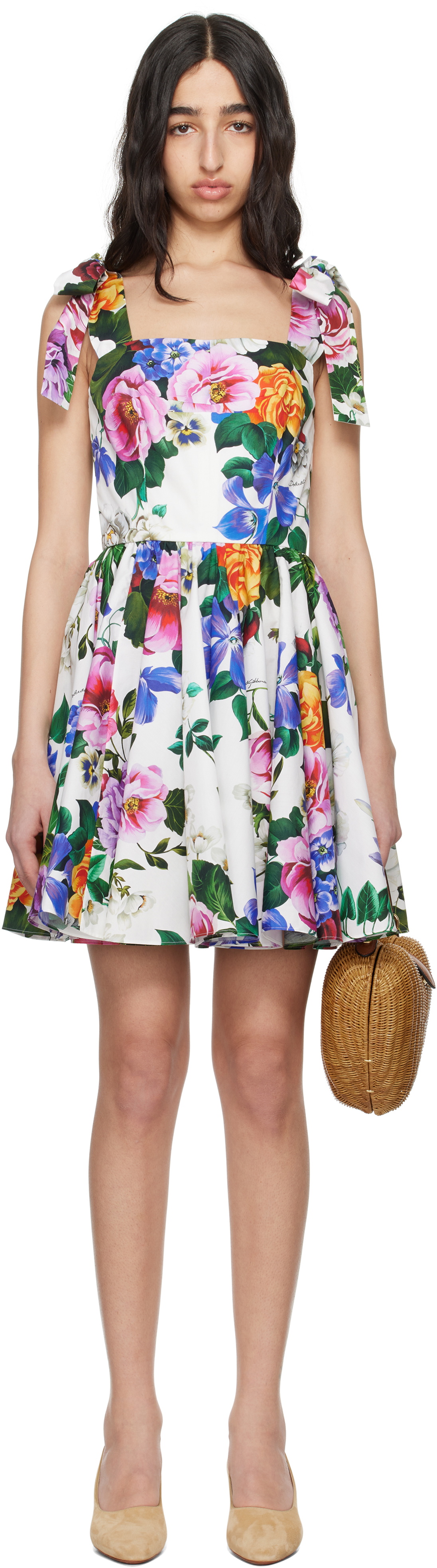 Dolce&Gabbana Multicolor Rose-Print Corset Minidress