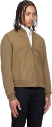 TOM FORD Khaki Nubuck Front Merino Bomber Jacket