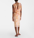 Xu Zhi Embroidered velvet and tulle midi skirt