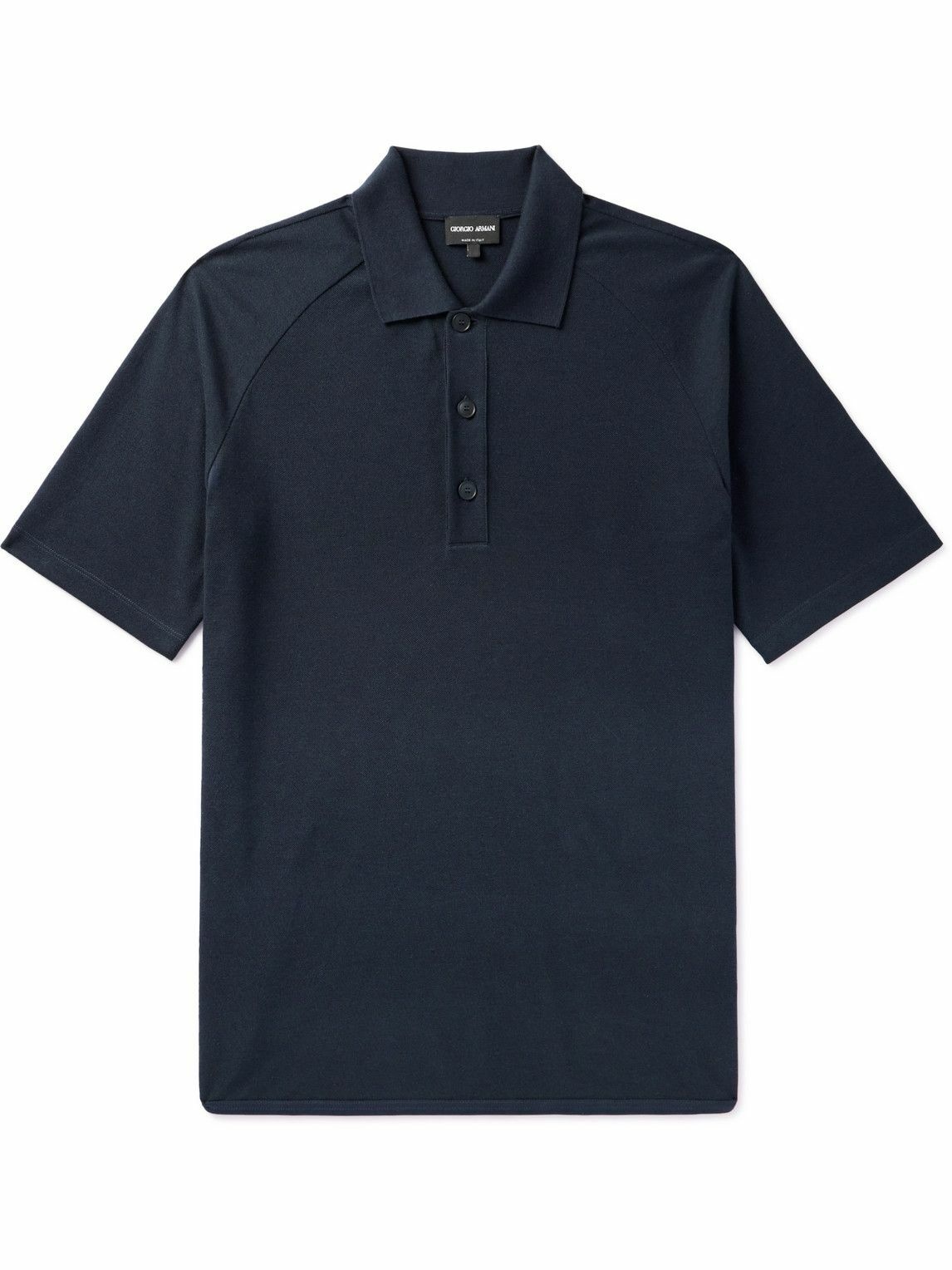 Photo: Giorgio Armani - Cotton and Cashmere-Blend Piqué Polo Shirt - Blue