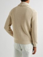 Brunello Cucinelli - Shawl-Collar Ribbed Cotton Cardigan - Neutrals