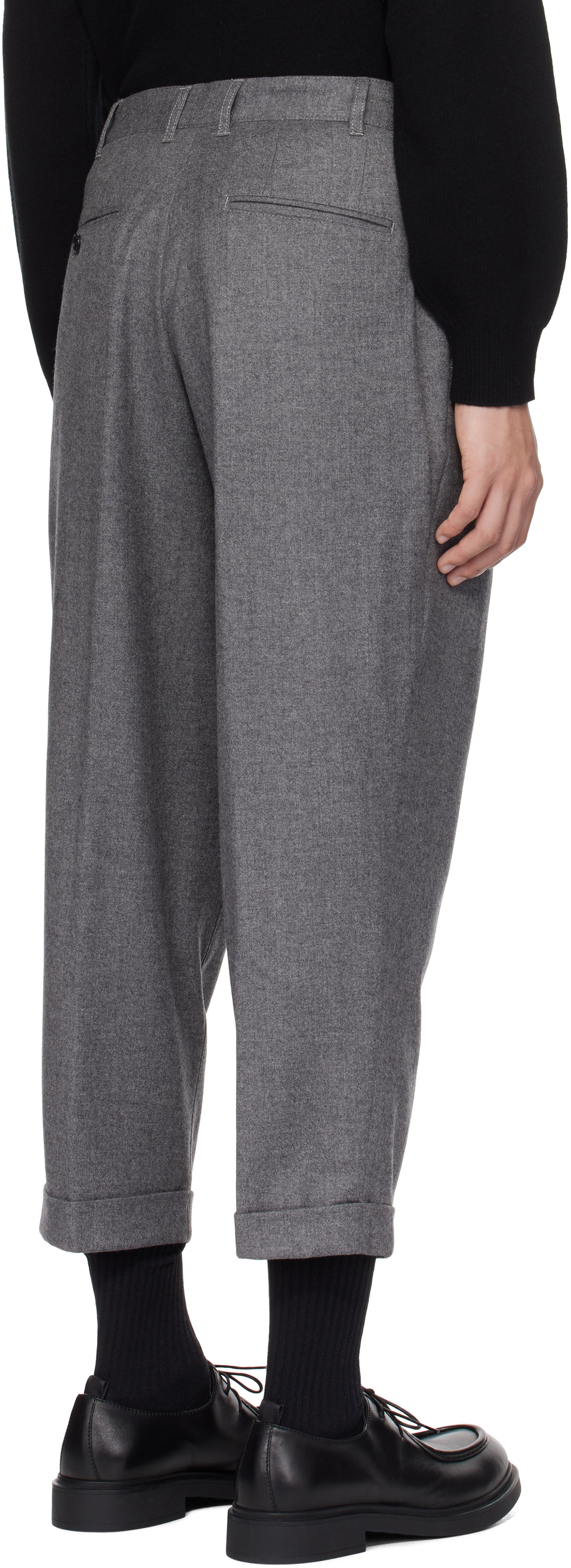 BEAMS PLUS Gray 2 Pleats Flannel Tapered Trousers Beams Plus