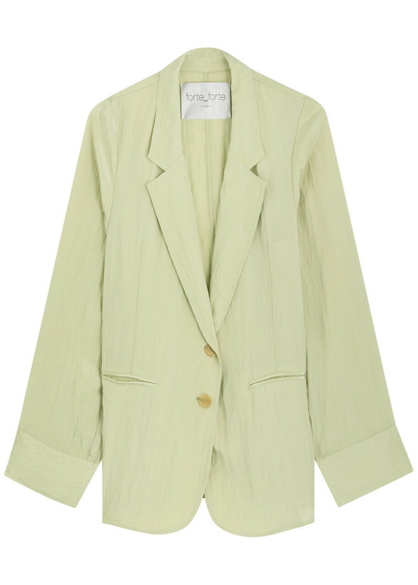 Photo: Forte_forte Crinkled Satin Blazer Light Green