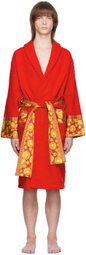 Versace Red Barocco Bath Robe