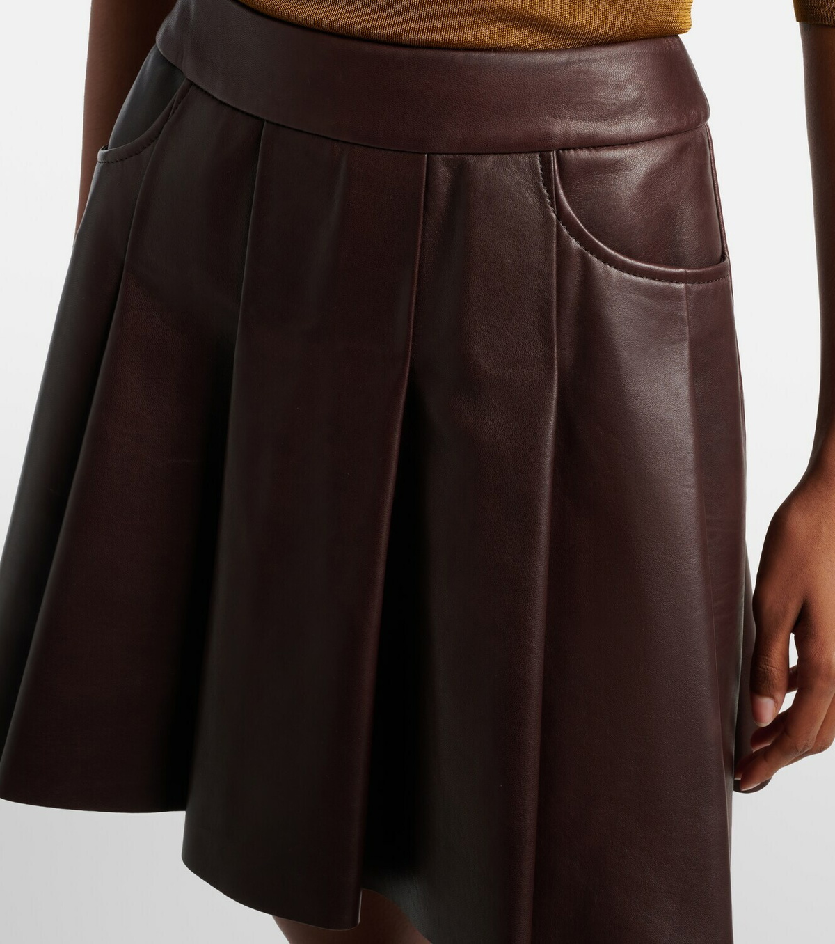 Nour Hammour Pleated leather miniskirt