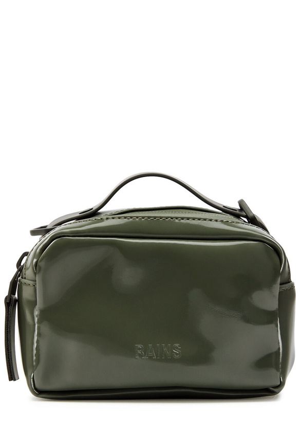 Photo: Rains Box Micro Coated Rubberised Cross-body bag - Dark Green - One Size