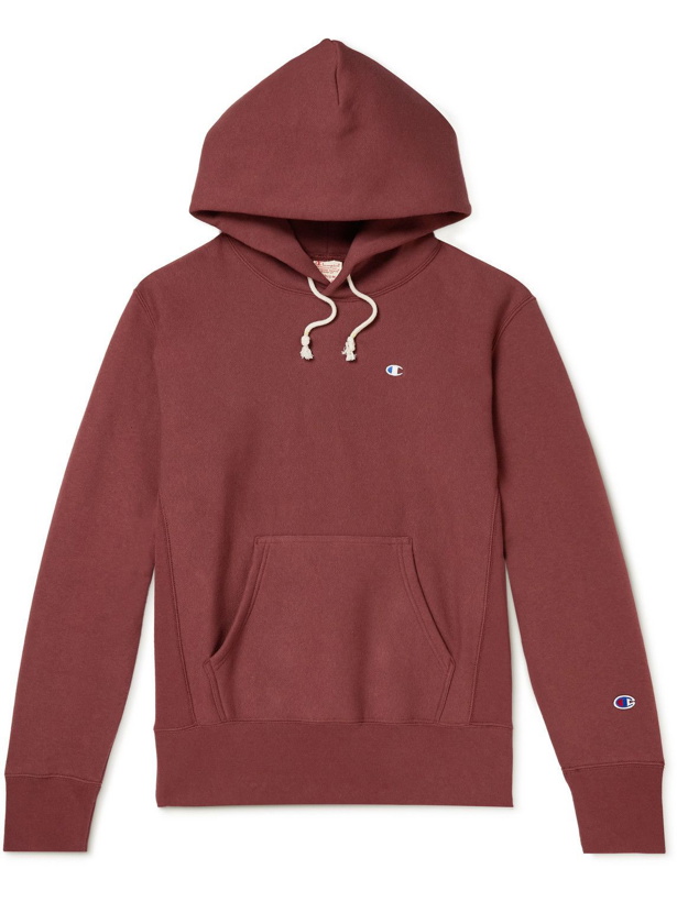 Photo: Champion - Cotton-Blend Jersey Hoodie - Red