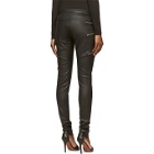 Jay Ahr Black Grained Leather Zipped Trousers