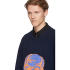 Alexander McQueen Navy and Black Skull Intarsia Sweater