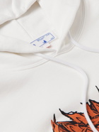 Off-White - Neen Logo-Print Cotton-Jersey Hoodie - White