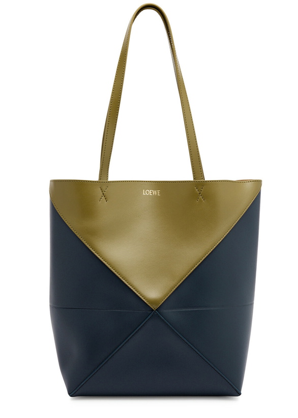 Photo: Loewe Puzzle Fold Medium Leather Tote - Navy - One Size