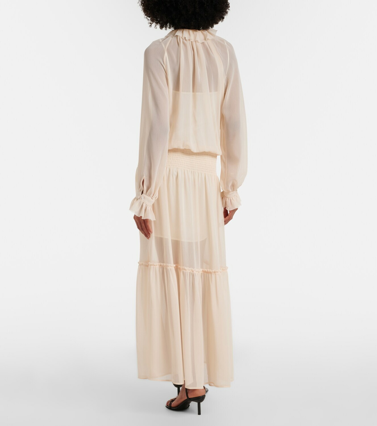 Xu Zhi Shirred tie-neck maxi dress