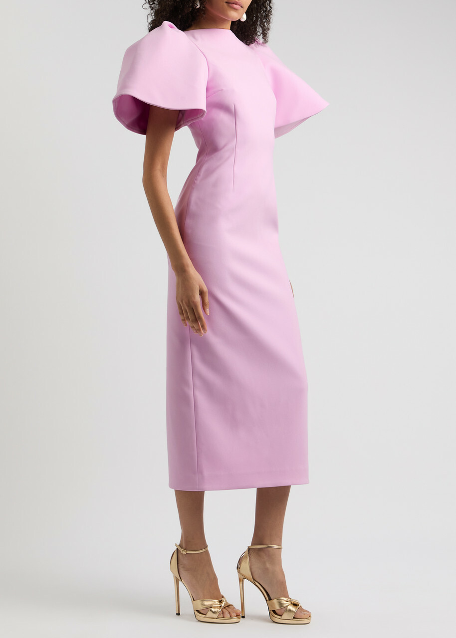 Solace London Lora Crepe Midi Dress Light Pink