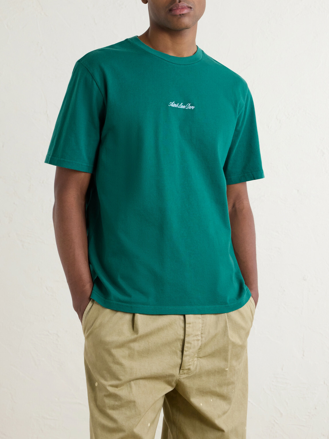 Aimé Leon Dore - Logo-Embroidered Cotton-Jersey T-Shirt - Green