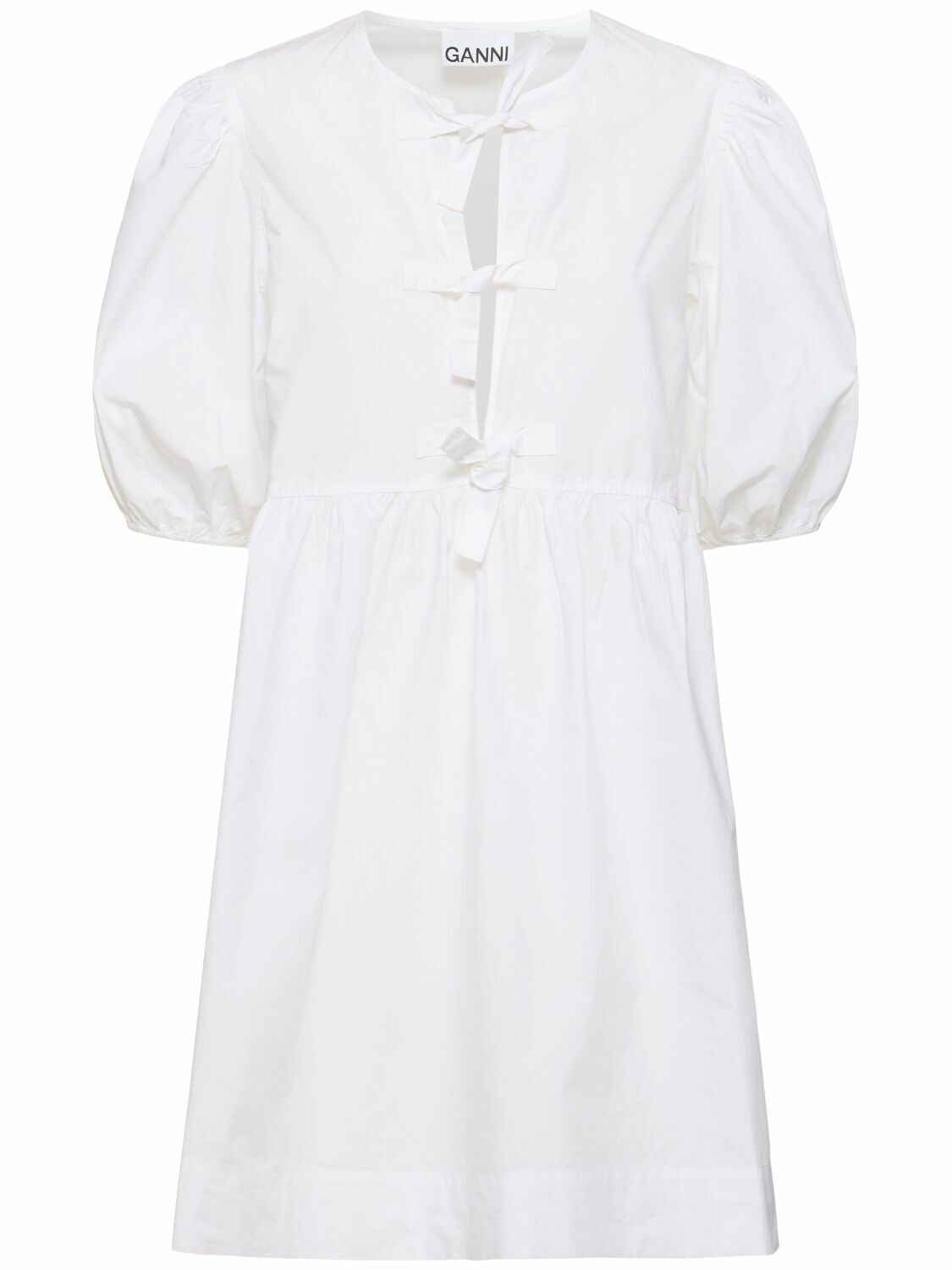 GANNI Cotton Poplin Tie-string Mini Dress GANNI