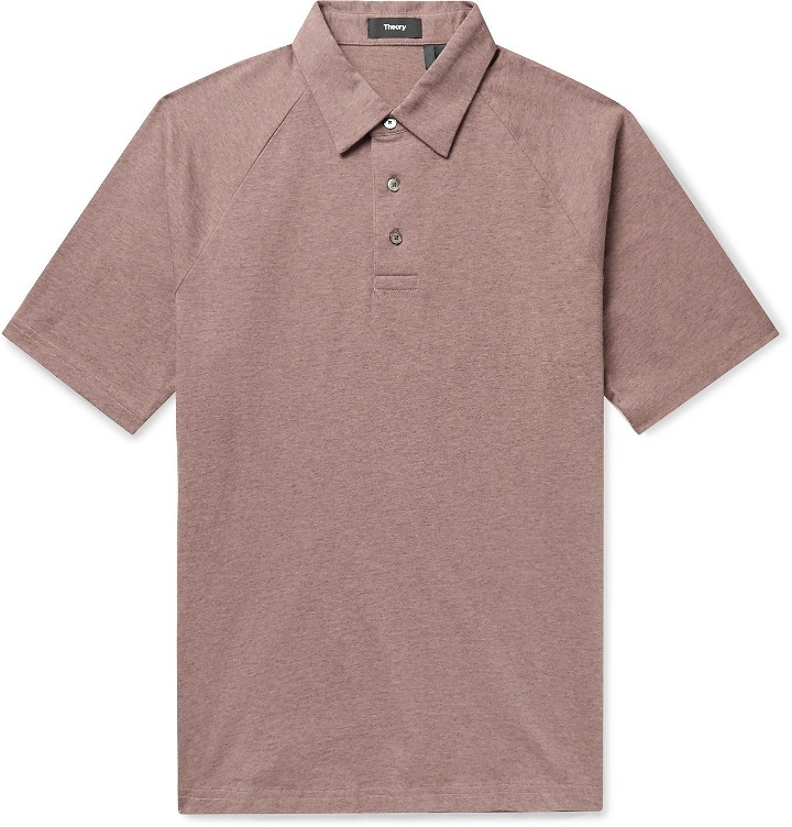 Photo: Theory - Slim-Fit Cotton-Jersey Polo Shirt - Pink