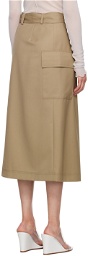 LVIR Tan Belted Midi Skirt