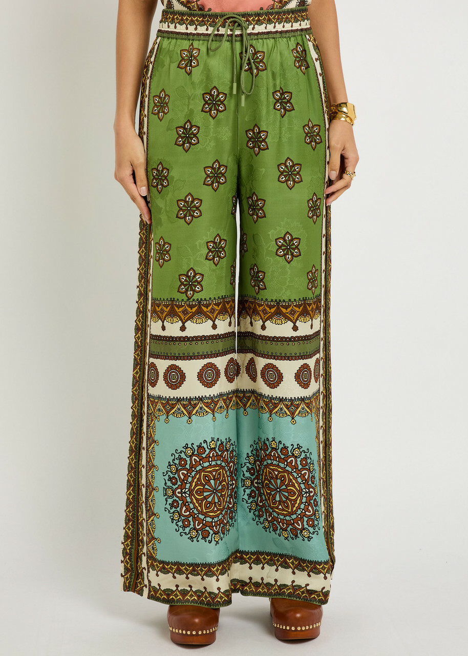 Alemais Contina Printed Wide-leg Satin Trousers Multicoloured