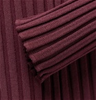 Deveaux - Slim-Fit Ribbed-Knit Sweater - Burgundy