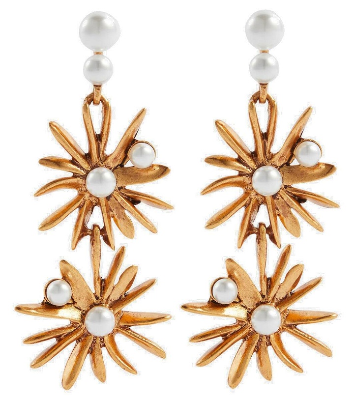 Photo: Oscar de la Renta Starburst faux pearl drop earrings