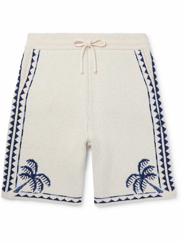 Photo: Alanui - Straight-Leg Jacquard-Knit Cotton and Linen-Blend Drawstring Bermuda Shorts - Neutrals