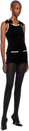 OPEN YY Black Velvet Picot Ribbon Tank Top