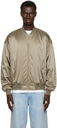 System Khaki Satin Bomber Jacket