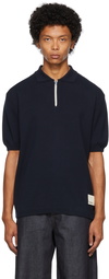 Sunnei Navy Knit Logo Patch Polo