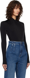 Mugler Black Scarf Bodysuit