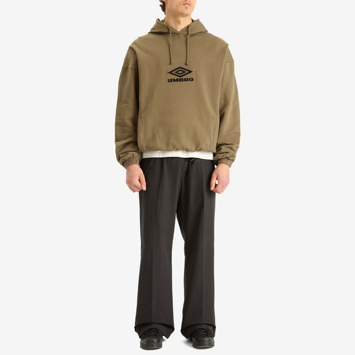 Umbro by Slam Jam Men's OG Logo Mask Hoodie in Army Green