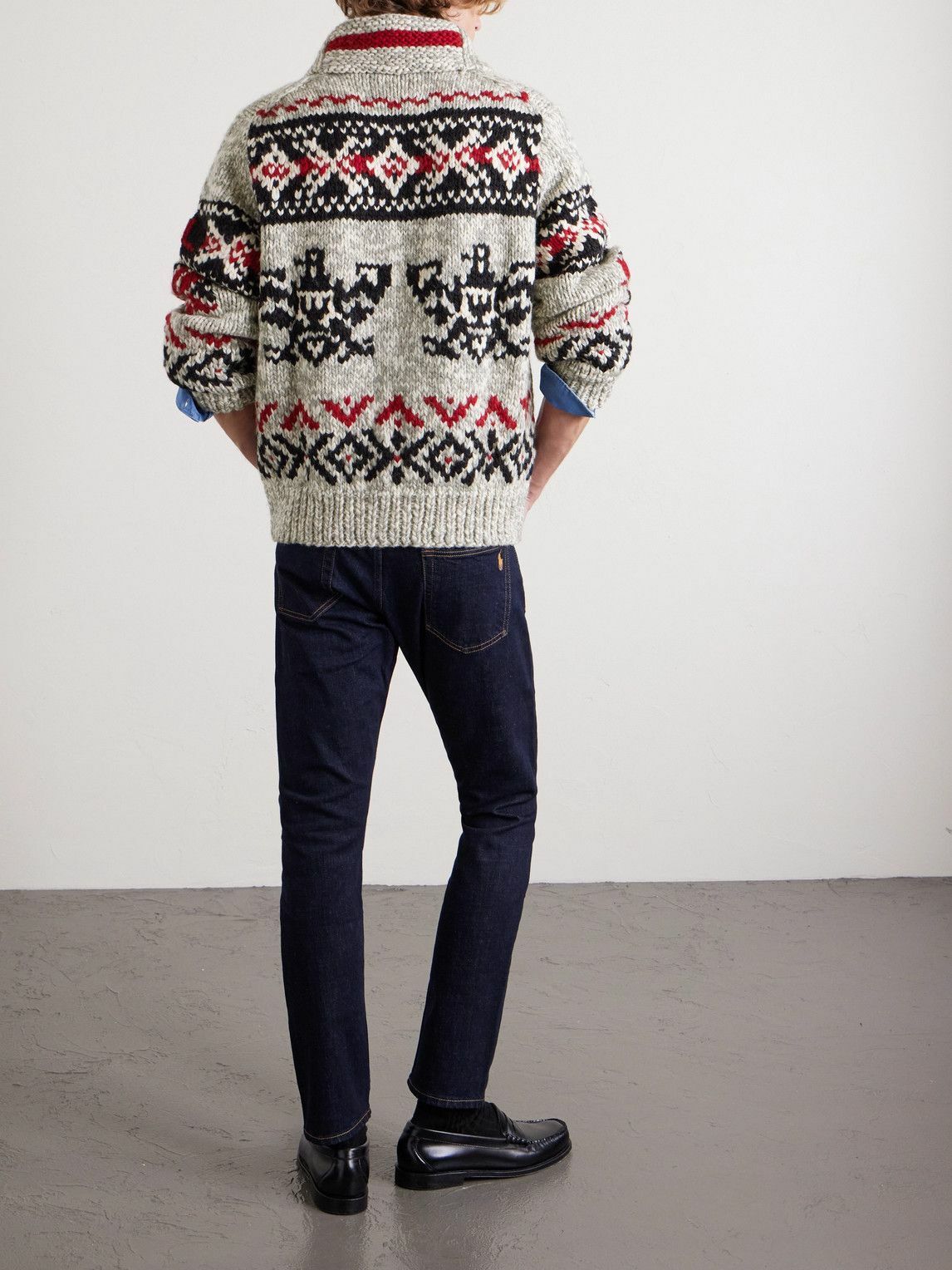 Polo Ralph Lauren - Shawl-Collar Wool-Jacquard Zip-Up Cardigan - Gray