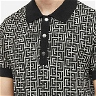Balmain Men's Monogram Polo Shirt in Ivory/Black