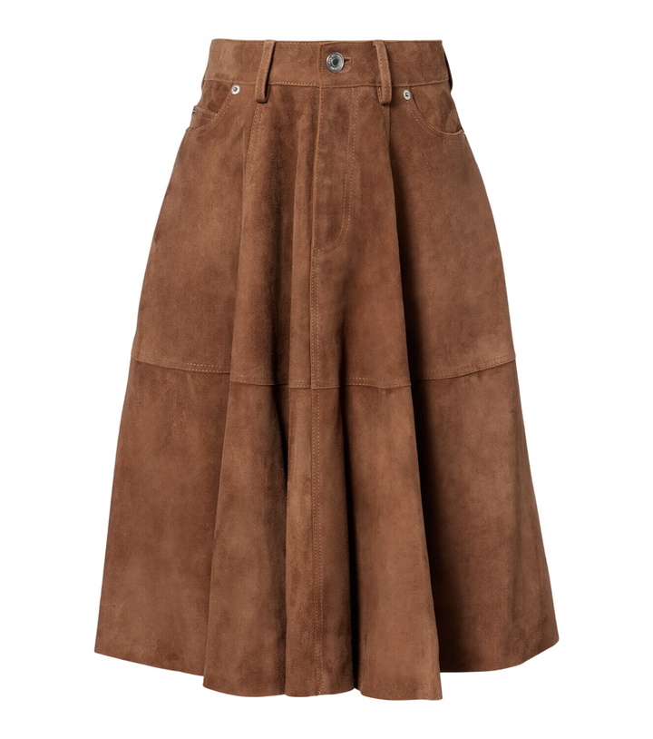 Photo: Ami Paris Pleated suede midi skirt