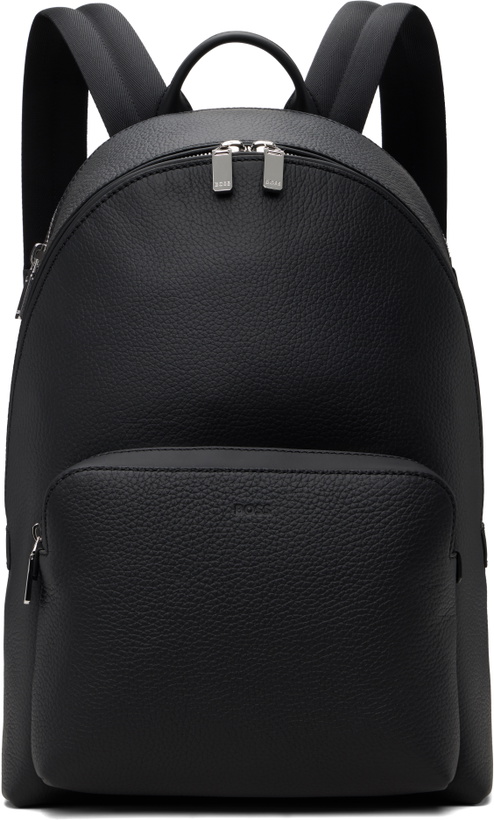 Photo: BOSS Black Embossed-Logo Leather Backpack