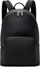 BOSS Black Embossed-Logo Leather Backpack