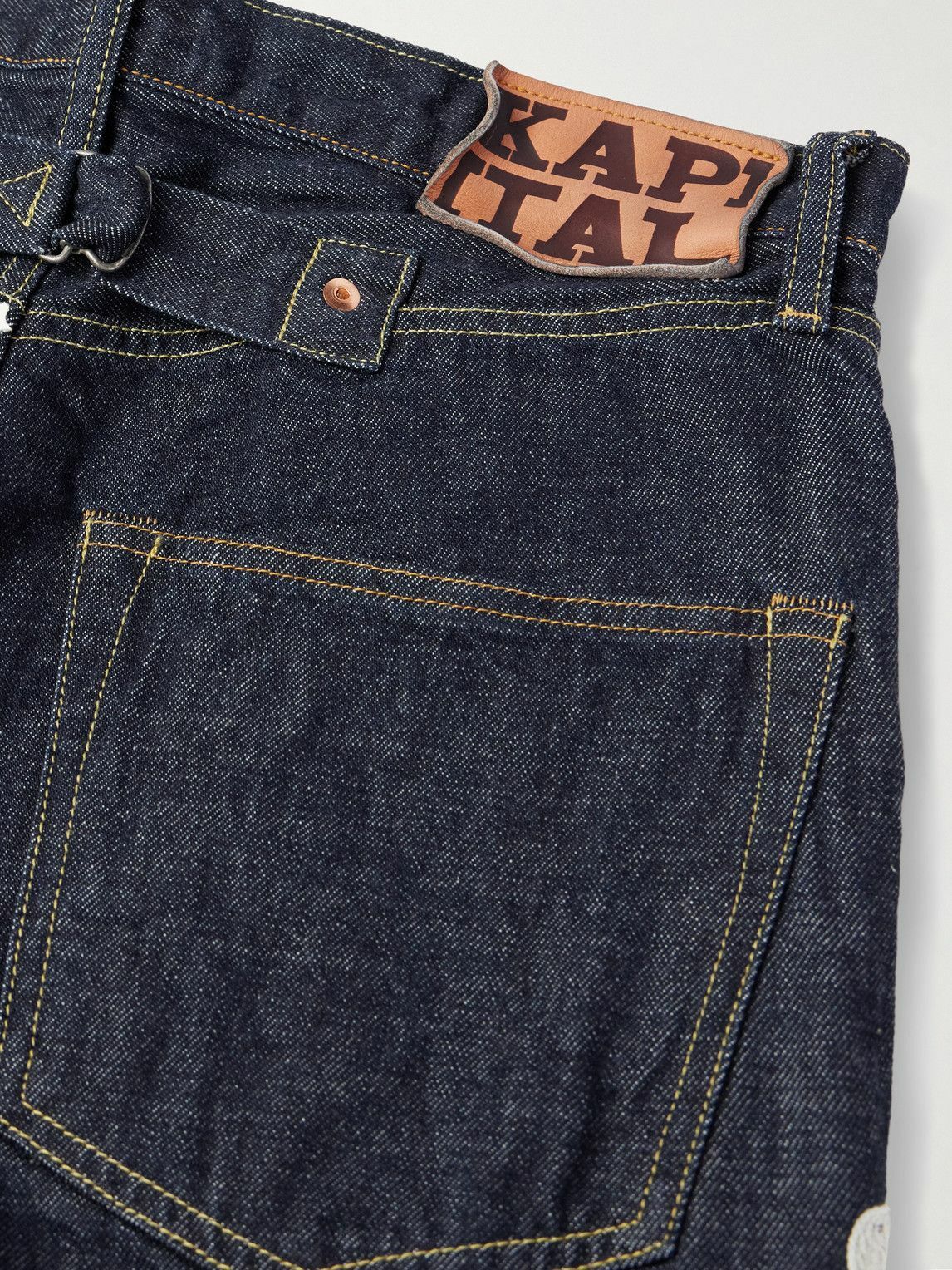 KAPITAL - Okagilly Slim-Fit Crochet-Trimmed Jeans - Blue KAPITAL