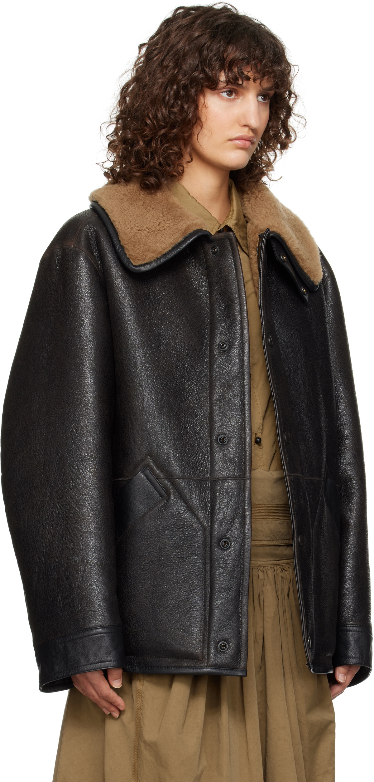 LEMAIRE Brown Shearling Coat Lemaire
