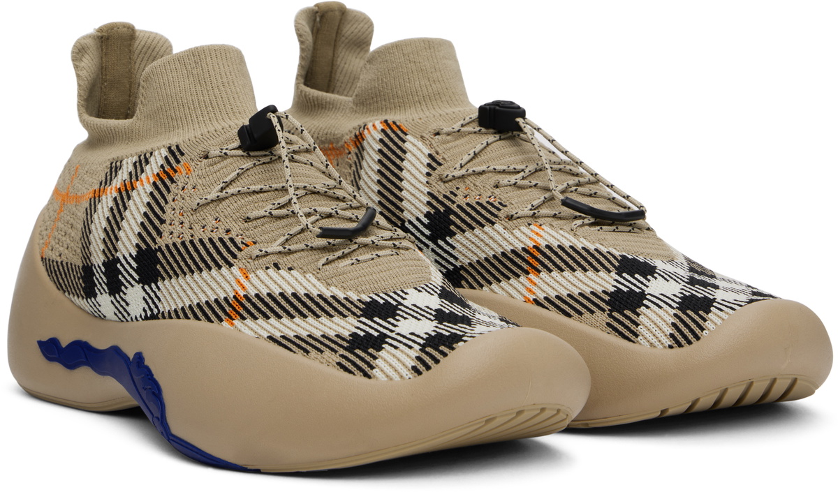 Burberry Beige Check Knit Neptune Sneakers Burberry