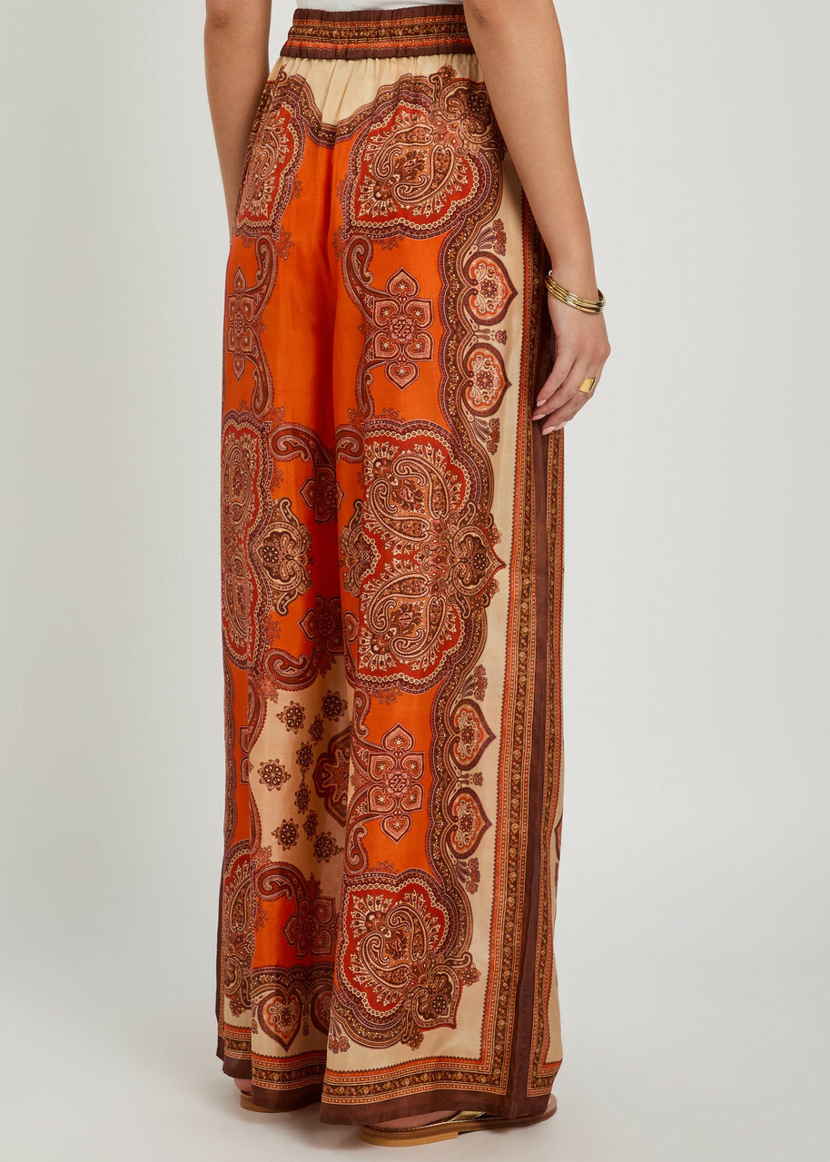 Zimmermann Mohan Wide-leg Silk Trousers Orange