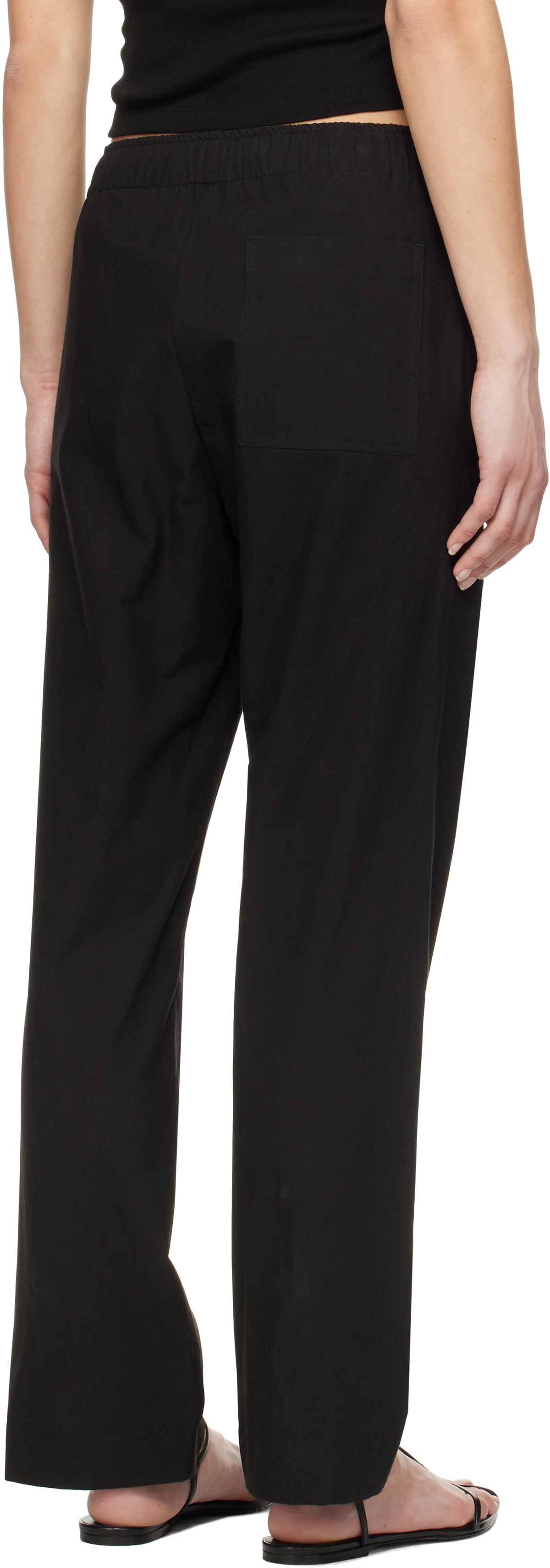 Nothing Written Black Cotton Drawstring Trousers