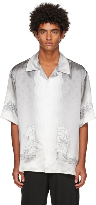 Photo: Casablanca Grey Silk Statue & Waves Short Sleeve Shirt
