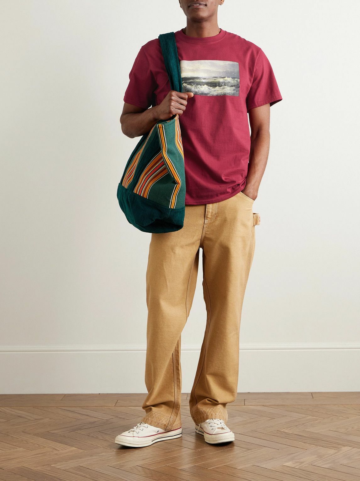 Noah - The Surf Printed Cotton-Jersey T-Shirt - Red Noah NYC