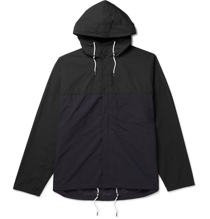 Photo: nanamica - Two-Tone Shell Hooded Jacket - Black