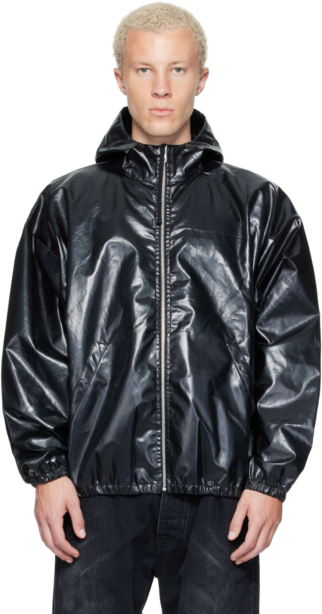 ALEXANDER DIGENOVA Black Coated Windbreaker Jacket