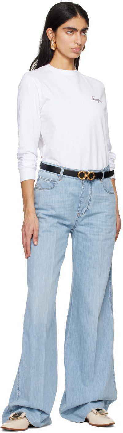 Ferragamo Off-White New Vara Plate Loafers