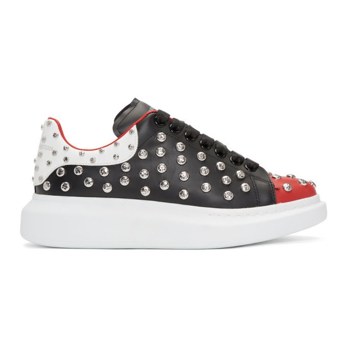 Photo: Alexander McQueen Black and Red Studded Oversized Sneakers