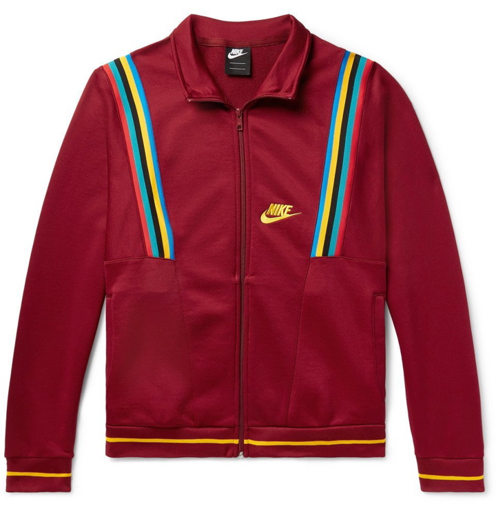 Photo: Nike - Sportswear Loopback Cotton-Blend Tech-Jersey Track Jacket - Burgundy