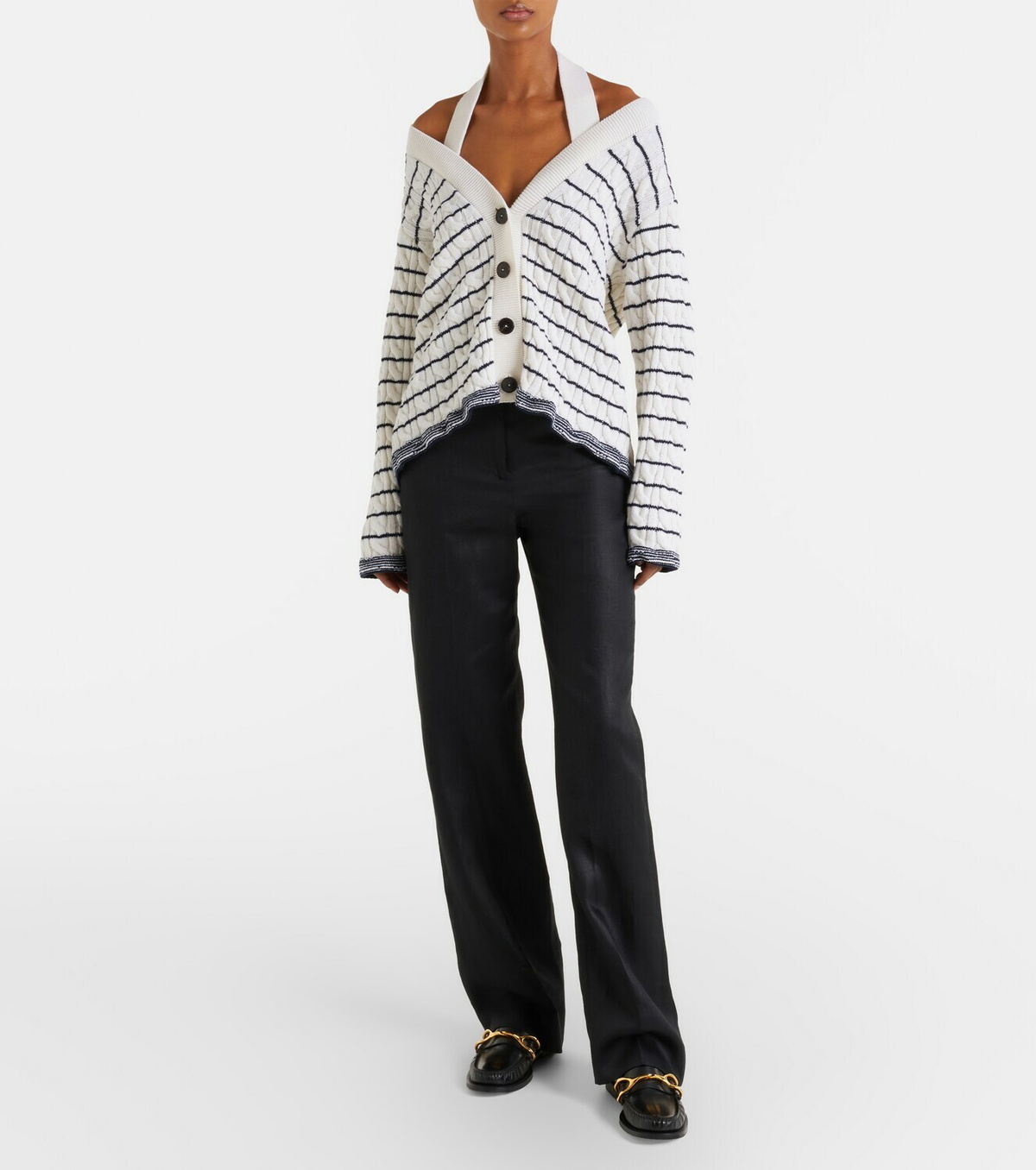 McQueen Cable-knit striped cardigan